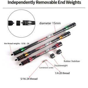 AMEYXGS Archery Balance Bar Balance Rod 10" 12" 15" Balance Side-Bar Carbon Stabilizer System Damping Rods Shock Absorber for Compound Recurve Bow (green, 10inch)