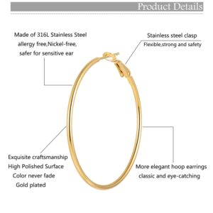 12 Pairs Stainless Steel Hoop Earrings Hypoallergenic Gold Hoops Earrings Set for Women