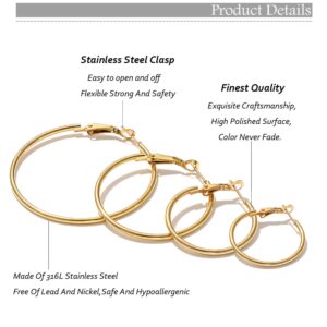 12 Pairs Stainless Steel Hoop Earrings Hypoallergenic Gold Hoops Earrings Set for Women