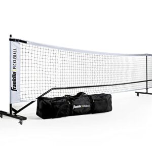 franklin sports pickleball net - official size with wheels -superior portability, white/black