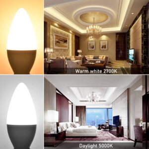 comzler E12 Ceiling Fan Light Bulbs, LED Candelabra Bulbs, 5 Watt (60 Watt Equivalent), Daylight 5000K LED Chandelier Light Bulbs, Candle Bulb Small Base for Chandelier, Non-Dimmable (6 Pack)