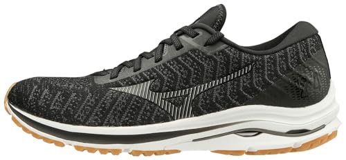 Mizuno Men's Wave Rider 24 WAVEKNIT Running Shoe, Black-Dark Shadow, 10 D US