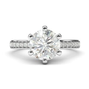 10k white gold 2 carats classic 6-prong simulated diamond engagement ring with side stones promise bridal ring (4.5)