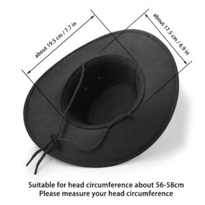 Cowboy Hat, Sun Hat Faux Felt Leather Suede Travel Cap Western Hat Outdoor Sun Protect Black