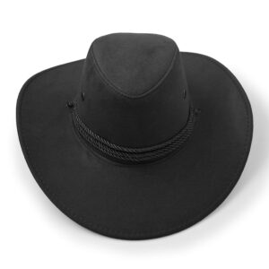 Cowboy Hat, Sun Hat Faux Felt Leather Suede Travel Cap Western Hat Outdoor Sun Protect Black