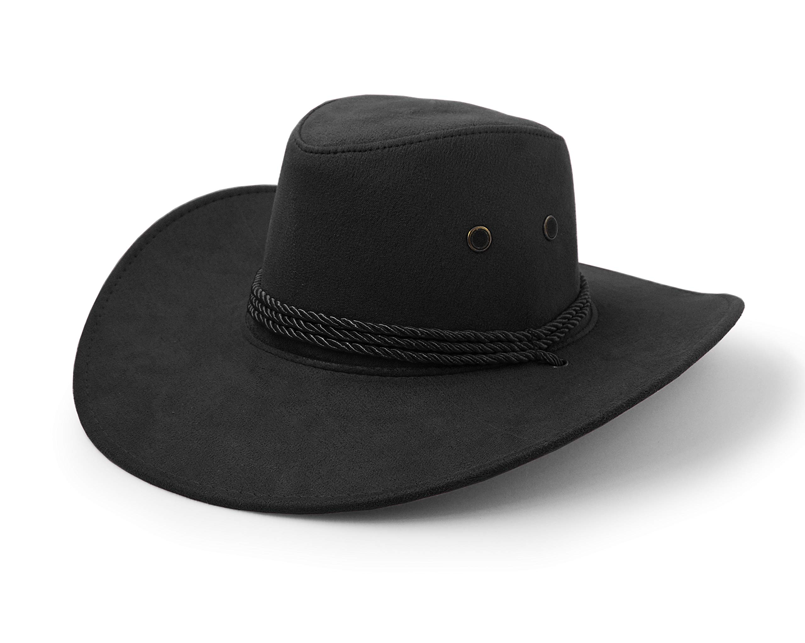 Cowboy Hat, Sun Hat Faux Felt Leather Suede Travel Cap Western Hat Outdoor Sun Protect Black