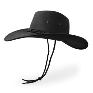 Cowboy Hat, Sun Hat Faux Felt Leather Suede Travel Cap Western Hat Outdoor Sun Protect Black