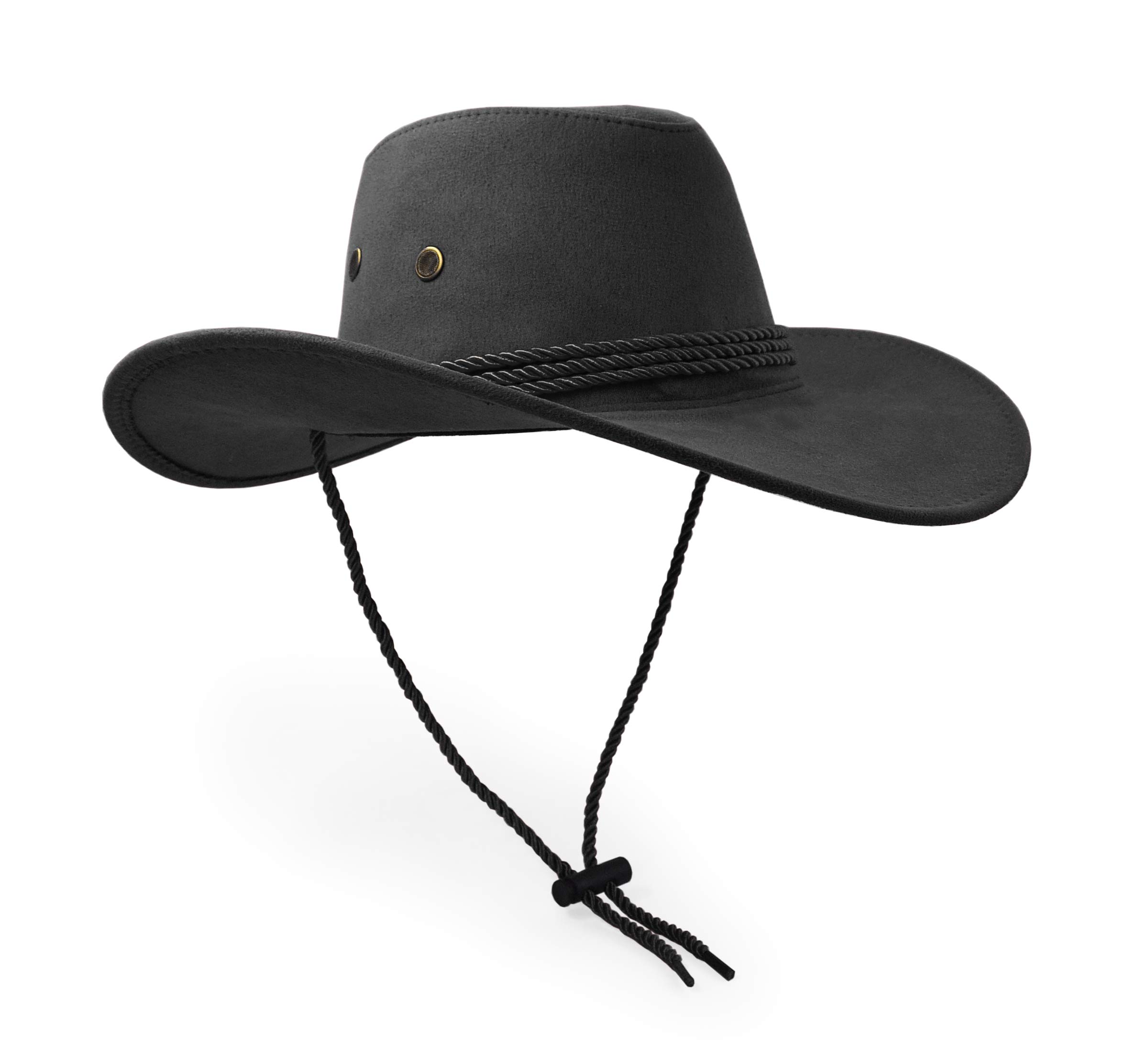 Cowboy Hat, Sun Hat Faux Felt Leather Suede Travel Cap Western Hat Outdoor Sun Protect Black