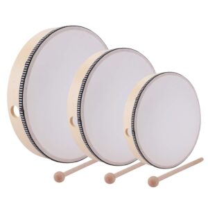 foraineam 12 inch & 10 inch & 8 inch hand drum percussion wood frame drum with drum stick