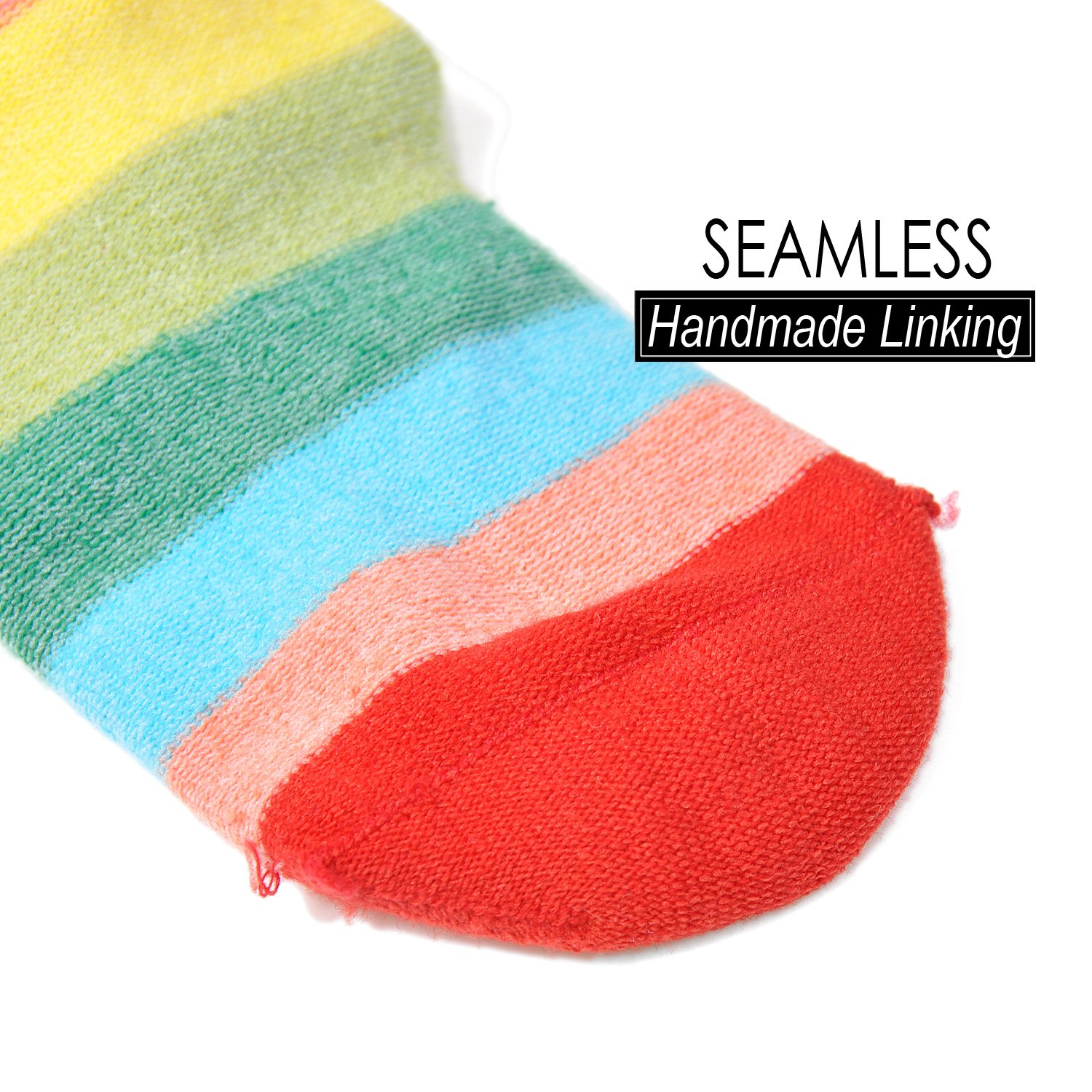 EPEIUS Little Girls' 5 Pack Seamless Rainbow Stripes Crew Socks Kids Girls Cotton Dress Socks for 3-5 Years,Smooth Toes Socks,Shoe Size 8.5-11