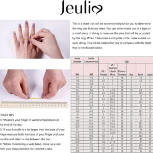 Jeulia 4 Carat Leaf Rings for Women 925 Sterling Silver 18 K Rose Gold Plated Round Cut Engagement Ring Set White Diamond Halo Cubic Zirconia Wedding band CZ Solitaire Anniversary Promise Rings (9)