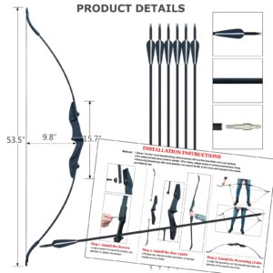 Tongtu Recurve Bow Right and Left Handed,Takedown Bow and Arrows for Adult & Youth Beginner 30lb 40lb Traditional Archery Bows Set with 6pcs Arrows