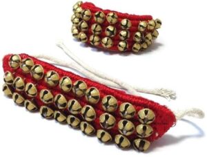 art of creation kathak ghungroo anklet bells 3 line 60 big bells musical dancing instrument classical bharatnatayam kuchchipudi ghungru (red paded)