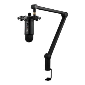 blue yeticaster professional broadcast bundle with yeti usb microphone, radius iii shockmount and compass boom arm (renewed)