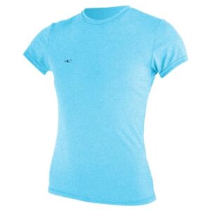 o'neill women's hybrid upf 50+ short sleeve sun shirt, turquoise, m