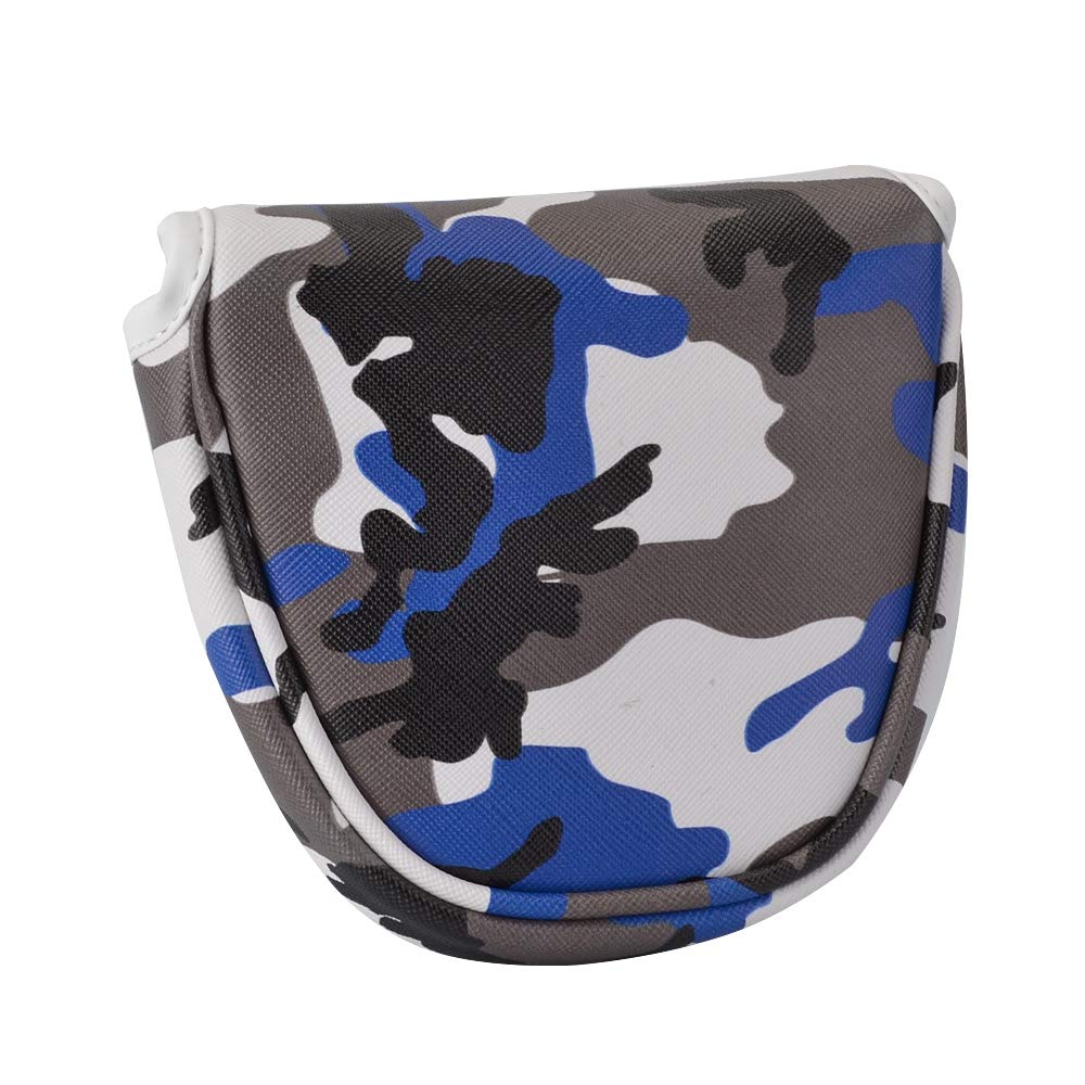 PLUSKER Camo Blue Golf Club Center Shaft Mallet Putter Cover Magnetic Closure Design Standard Size Headcover