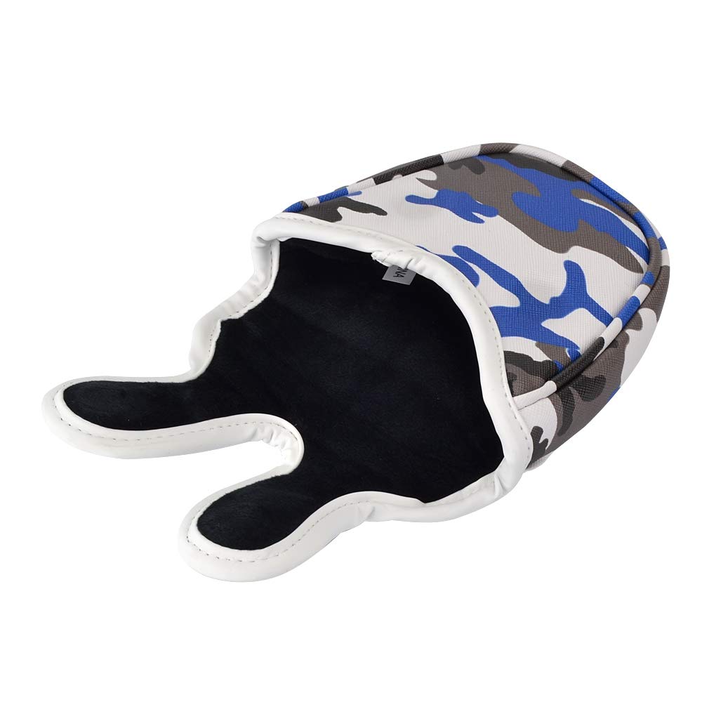 PLUSKER Camo Blue Golf Club Center Shaft Mallet Putter Cover Magnetic Closure Design Standard Size Headcover