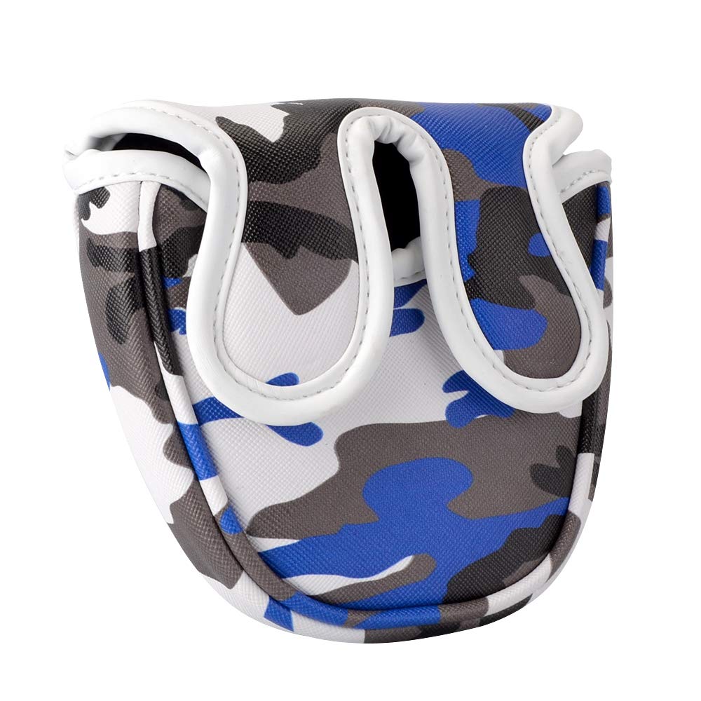 PLUSKER Camo Blue Golf Club Center Shaft Mallet Putter Cover Magnetic Closure Design Standard Size Headcover