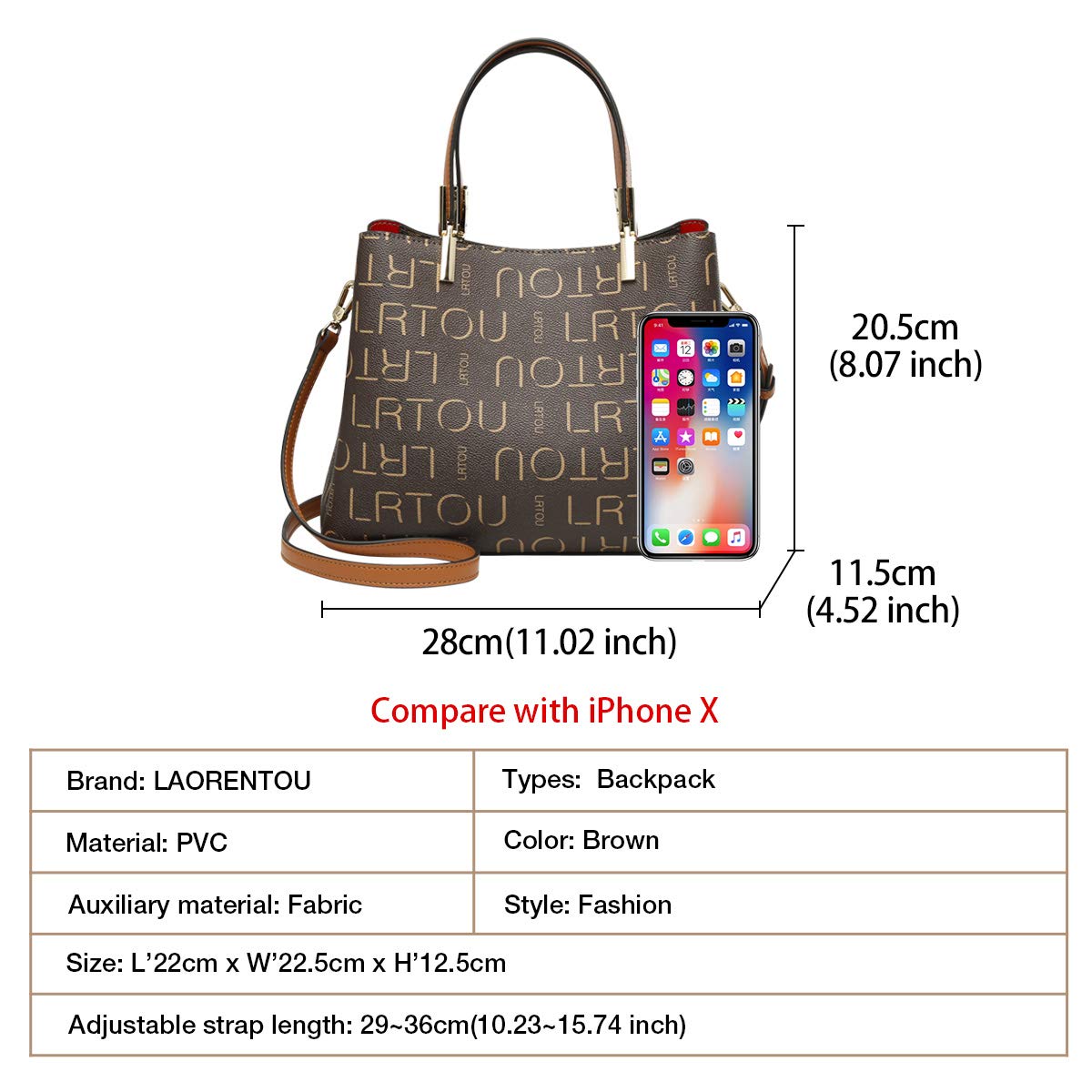 LAORENTOU Vegan Leather Small Tote Handbag for Women Checkered Purses Satchel Shoulder Bags Beach Travel Bag (01 Brown)