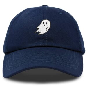 dalix ghost embroidery dad hat baseball cap cute halloween in navy blue