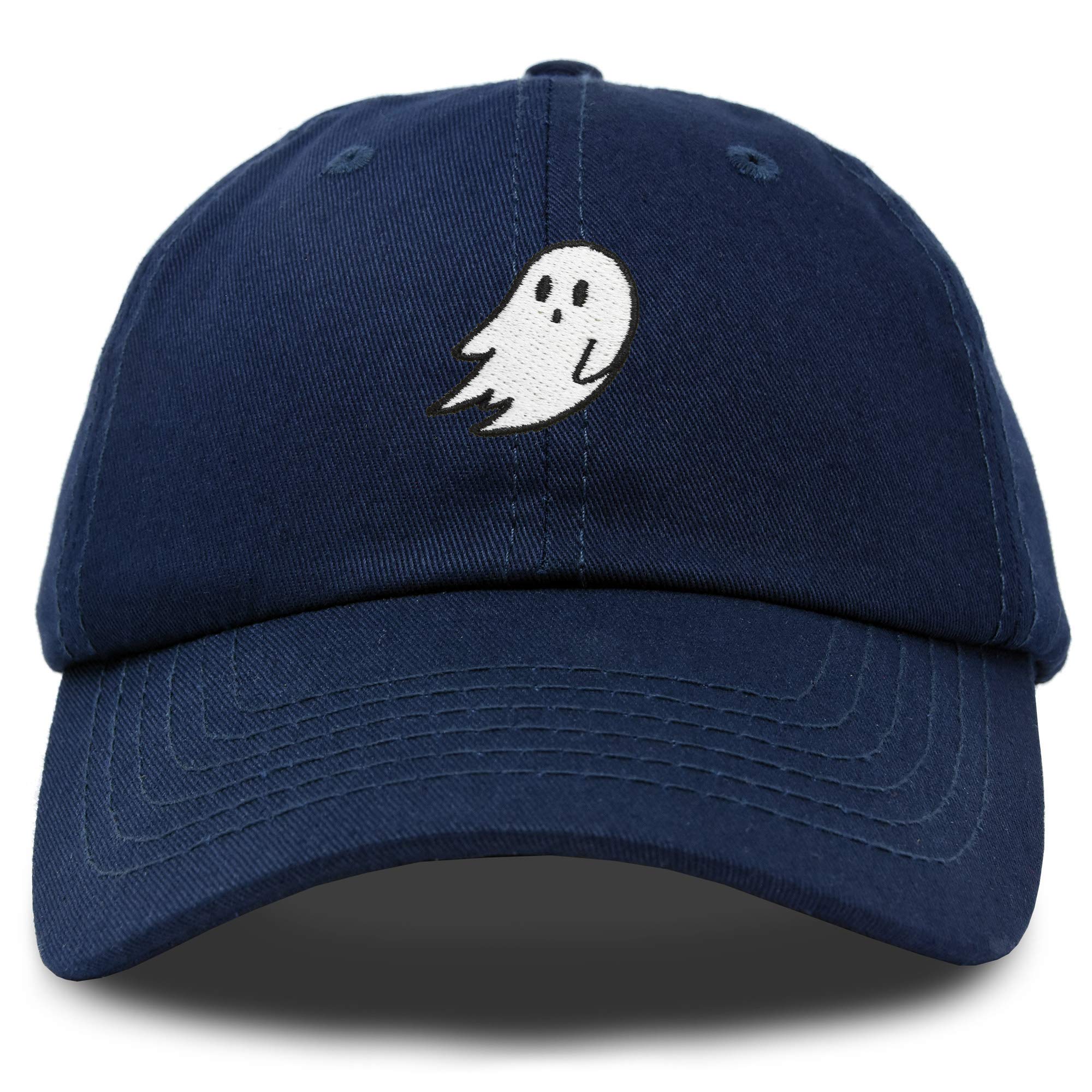 DALIX Ghost Embroidery Dad Hat Baseball Cap Cute Halloween in Navy Blue