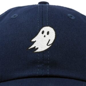 DALIX Ghost Embroidery Dad Hat Baseball Cap Cute Halloween in Navy Blue