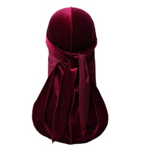 Velvet Durag and Bonnet Set,Durags for Men,Matching Bonnets and Durags,Long Tail Do Rag Women Sleeping Cap