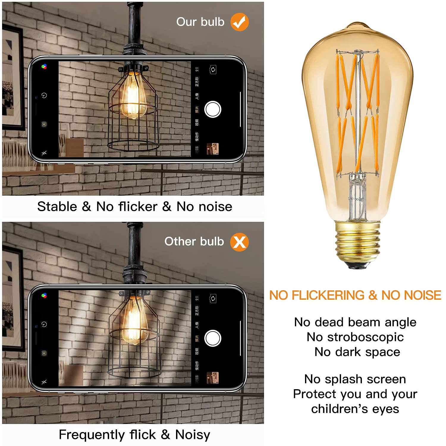 LEOOLS Dimmable Vintage LED Edison Bulbs 12W ,Equivalent 100 Watt, 2500K Warm White(Amber Gold Glass), E26 Base, Decorative Antique Shape, Squarrel Cage Filament Vintage Light Bulb, 2-Pack