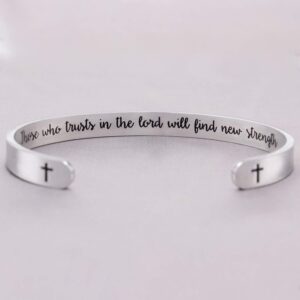 Btysun Christian Bracelets for Women Inspirational Teen Gifts Womens Bracelets Personalized Religious Gifts for Her Inspirational Cuff Bangle Bible Verse Mantra Quotes Engraved Jewelry