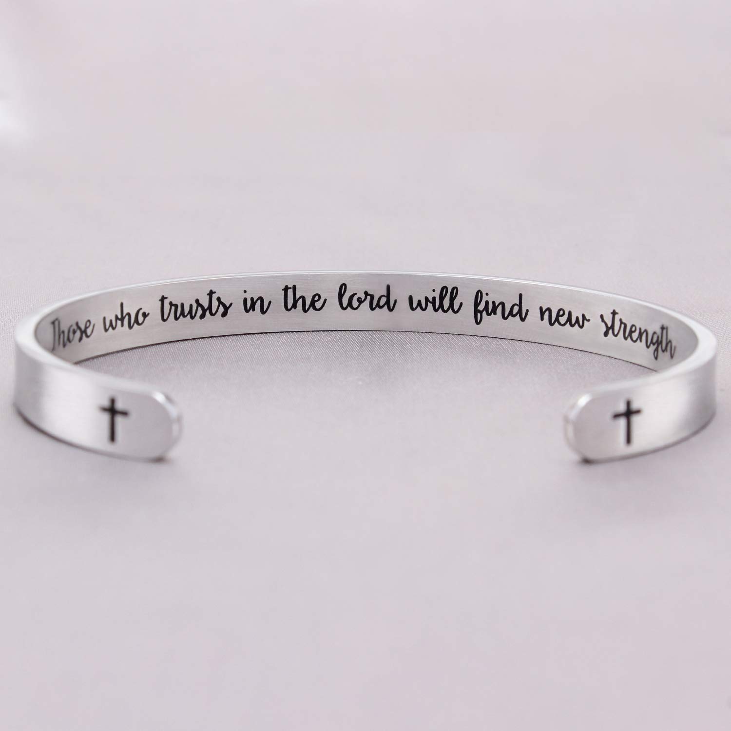 Btysun Christian Bracelets for Women Inspirational Teen Gifts Womens Bracelets Personalized Religious Gifts for Her Inspirational Cuff Bangle Bible Verse Mantra Quotes Engraved Jewelry