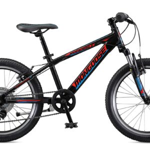 Mongoose Rockadile Kids Hardtail Mountain Bike, 20-Inch Wheels, Aluminum Step-Over Frame, 7-Speed Drivetrain, Black