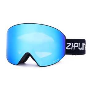 zipline podium xt ski goggles - no fog magnetic lenses (black frame, gray lens/ice blue finish)