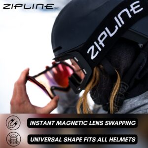 Zipline Podium XT Ski Goggles - No Fog Magnetic Lenses (Black Frame, Gray Lens/Ice Blue Finish)