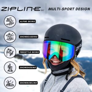 Zipline Podium XT Ski Goggles - No Fog Magnetic Lenses (Black Frame, Gray Lens/Ice Blue Finish)