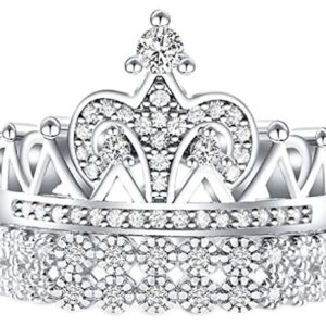 VPKJewelry 2.40 ct Real 925 Sterling Silver Wedding Engagement Crown 2 pc set Ring The best gifts for Women Ladies (6.5)