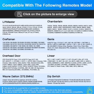 Universal Garage Door Opener Remote Compatible with LiftMaster Chamberlain Genie Craftsman Linear Wayne Dalton Overhead Door and More has Learn Button or Dip Switch