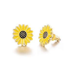 jeka sunflower stud earrings for women dainty daisy earrings fashion cute boho bff studs post earring jewelry for friends 10mm 3g