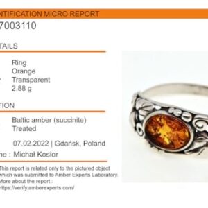 HolidayGiftShops Sterling Silver and Baltic Honey Amber Ring Dorota