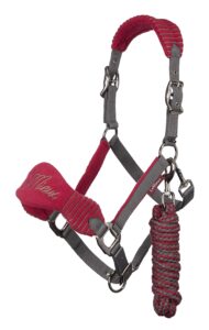 lemieux vogue fleece headcollar - halter & leadrope (mulberry - full)