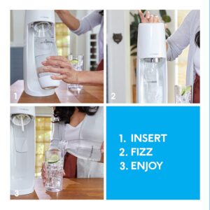 SodaStream Fizzi Sparkling Water Machine Bundle (White), with CO2, 1/2 Liter BPA-Free My Only Bottle, and 0 Calorie Fruit Drops Flavors