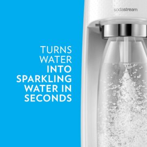 SodaStream Fizzi Sparkling Water Machine Bundle (White), with CO2, 1/2 Liter BPA-Free My Only Bottle, and 0 Calorie Fruit Drops Flavors