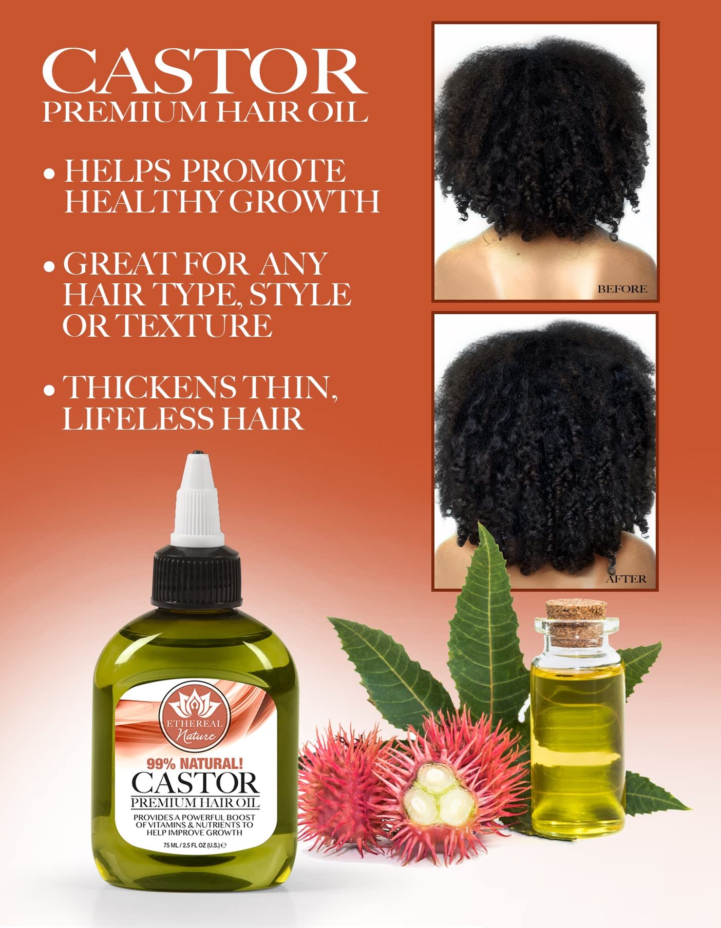 Ethereal Nature 99% Natural Hair Oil Blend with Castor 75 ml