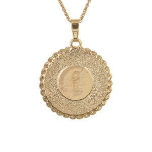 American Coin Treasures Coin Pendant Necklace Walking Liberty Half Dollar– United States Genuine Coin | Eagle Reverse Side| Goldtone 24 Inch Rope Chain | Certificate of Authenticity