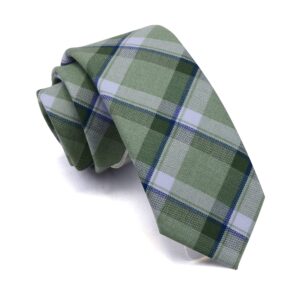 gusleson olive green tie skinny striped ties tartan cotton wedding neckties (0910-11)