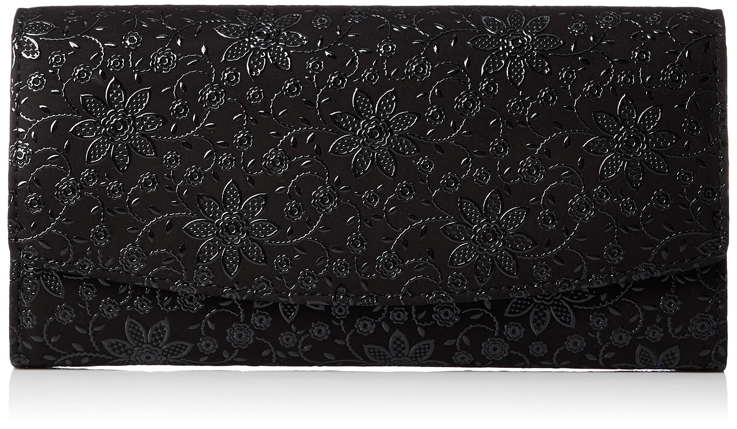 Indenya 2314-01-169 Long Wallet, Bundle Z, Black Deerskin x Black Lacquer, Clematis Pattern