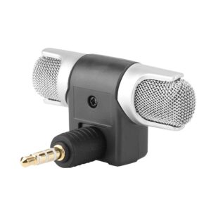 ASHATA Mini Microphone, 3.5mm Jack Mini Mic Digital Stereo Microphone Portable Professional Handheld External Microphone Angle Adjustable for Mobile Phone, PC and Recorder