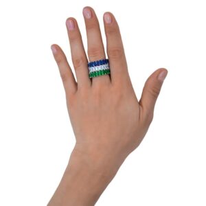 Maya J Eternity Ring - Emerald-Cut, with Artisan Fashioned Gemstones, Light Yellow, Size 6