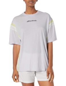 reebok workout ready meet you there oversized tee, lilac frost, 2xs