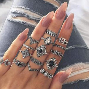 CSIYAN 6-16 PCS Knuckle Stacking Rings for Women,Boho Vintage Stackable Midi Finger Rings Set (I)