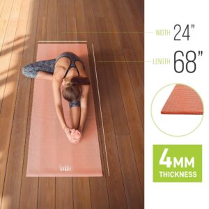 Nicole Miller Yoga Workout Mat, Thick Yoga Exercise Mat for Home Gym with Exercise Mat Strap (Coral, 4MM Thick)